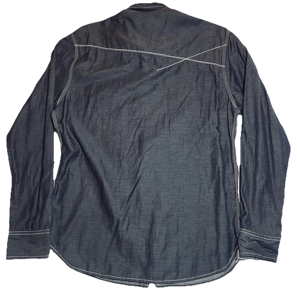 BKE Button Down Mens Large Blue Athletic‎ Fit Chambray Denim Jean Western Rodeo - Picture 3 of 9
